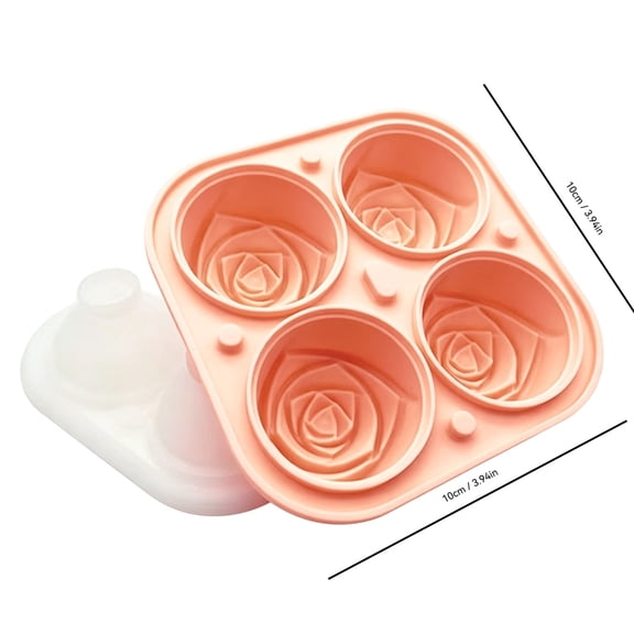 Rose Ice Tray, Silicone Spherical Ice Mold, Food-Grade Ice Ball Maker for Cocktail Whiskey, 10x10 cm