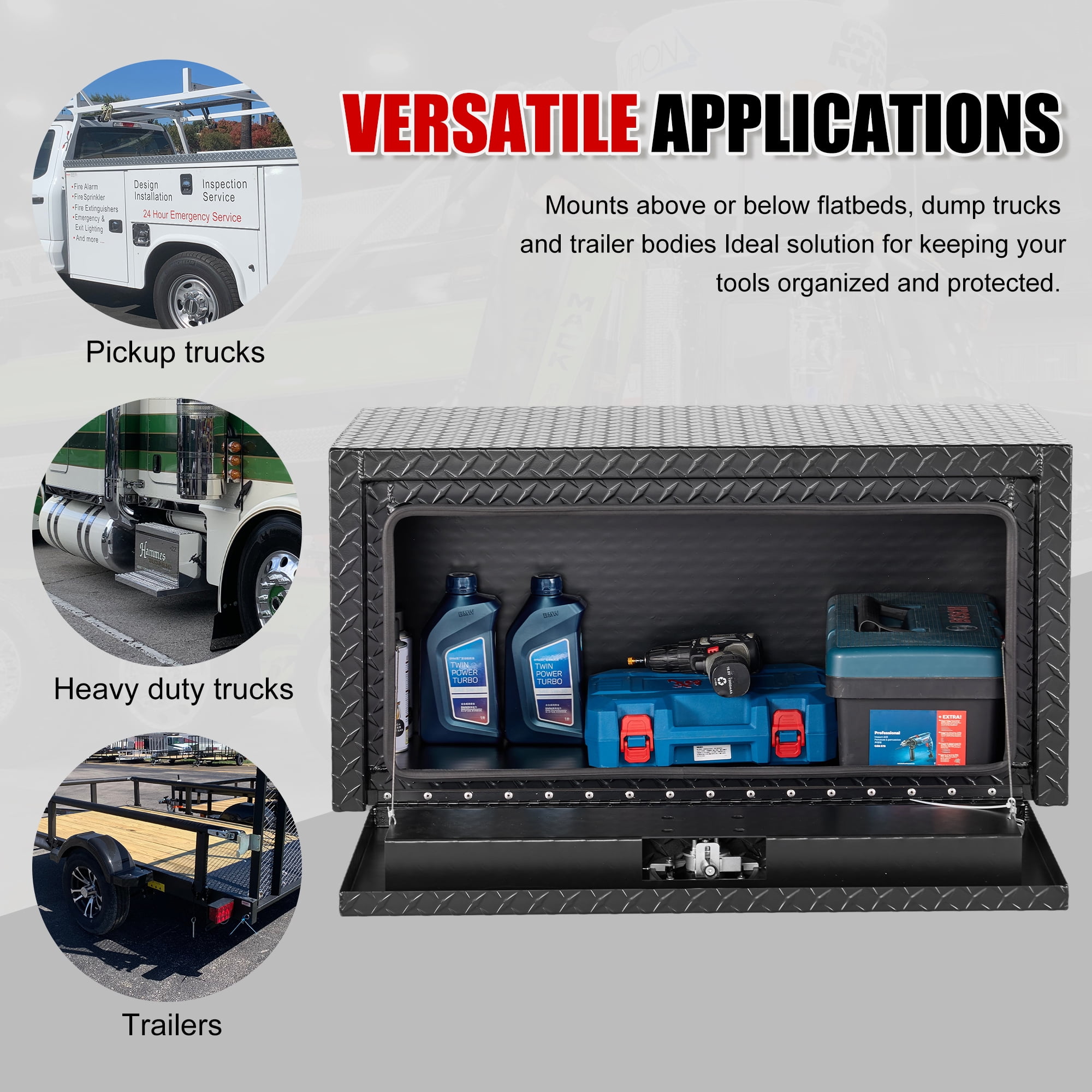 Jopath Aluminum Underbody Truck Tool Box Heavy Duty Underbed Toolbox Tool Storage Organizer Chest With Lock And Keys, Waterproof Trailer Box, For Pickup Truck Atv Rv Trailer 36 Inch