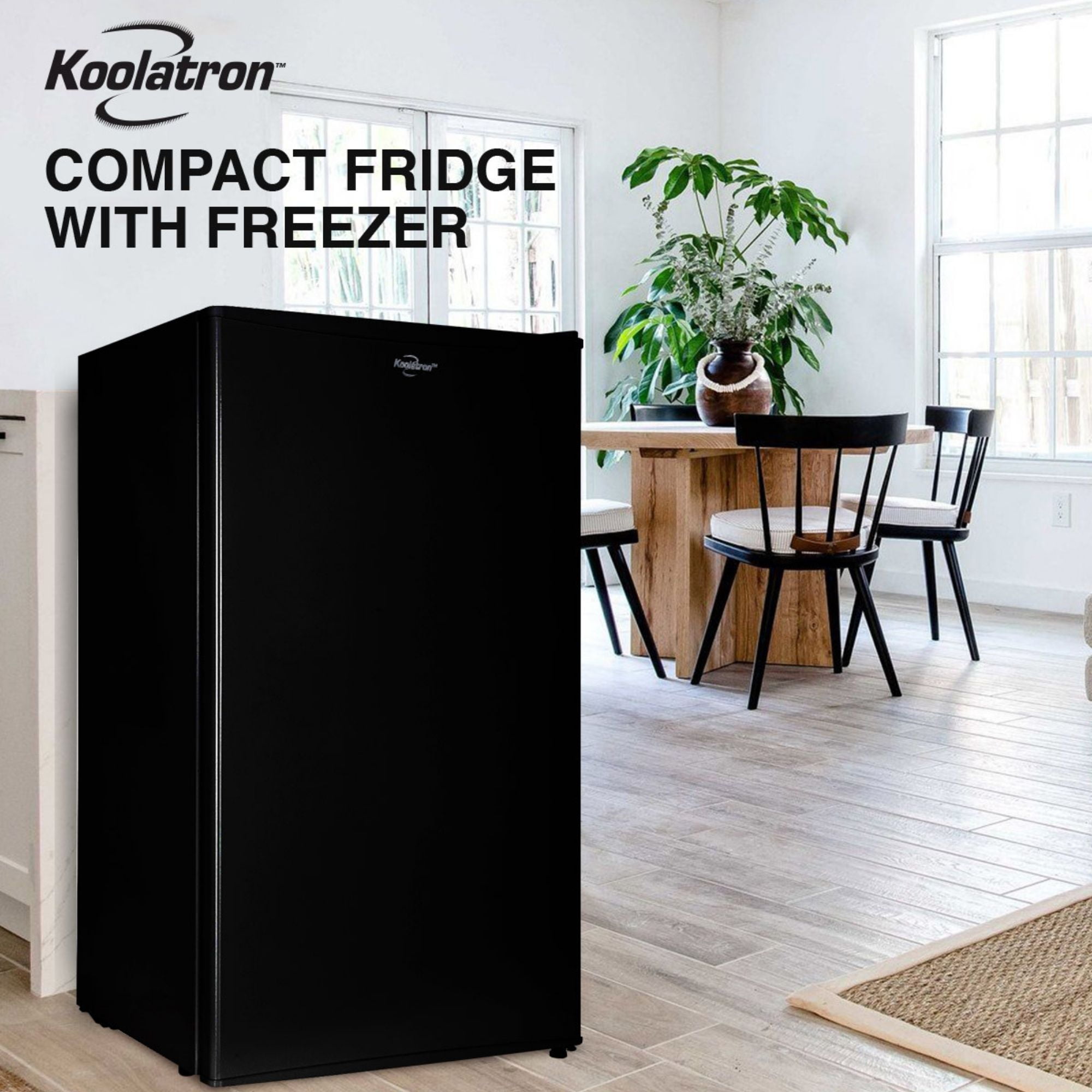 Koolatron 3.2 Cu Ft One Door Mini Fridge with Freezer, 91L Compact  Refrigerator Black 