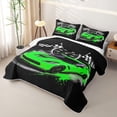 thumbnail image 3 of Castle Fairy Retro Racing Car Bed Spread Queen,Race Flag Design Queen Coverlet Set for Bedroom,Green Black, 3 of 7
