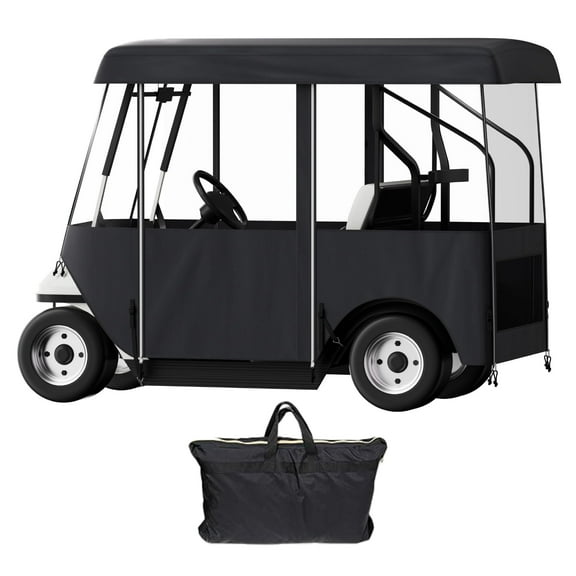 KFFKFF Golf Cart Enclosure, 300D Waterproof Drive Box And Transparent Windows All Around, Applications Include EZGO, Club Cars, Golf Carts And More