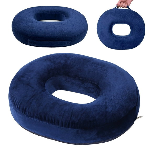Memory Foam Donut Pillow with Orthopedic Design for Tailbone and Coccyx Pain, Pressure Relief Ideal for Sitting Comfort in Wheelchairs, Vehicles, and Offices