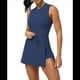thumbnail image 2 of Vestido de Tenis para Mujer con Pantalones Cortos Incorporados, Mono Deportivo para Entrenamiento, Espalda Abierta, Falda Pantalón, Azul Medianoche, L, 2 of 7