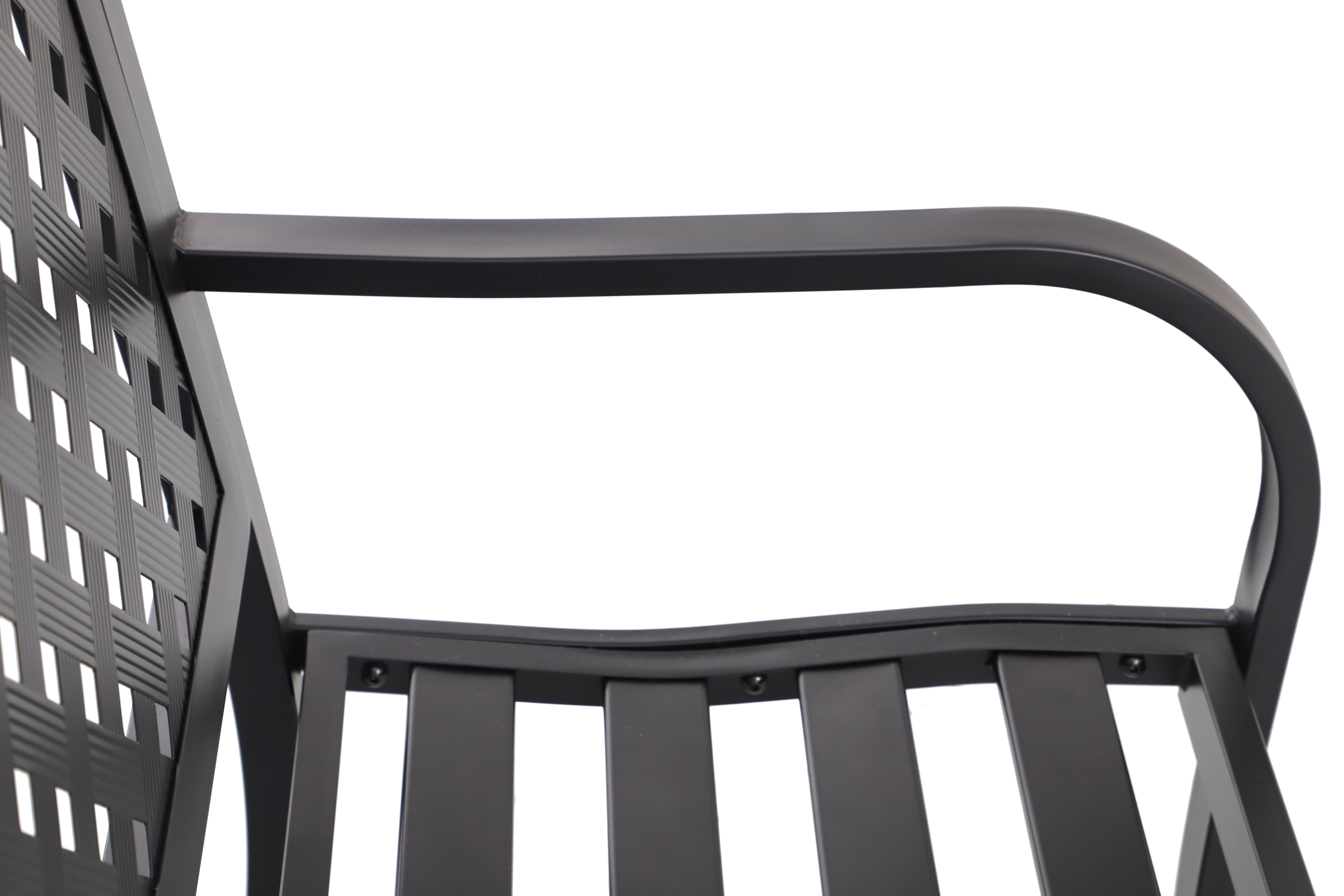 Mainstays Lattice High Back Slat Seat Steel Garden Bench, Black - image 9 of 12