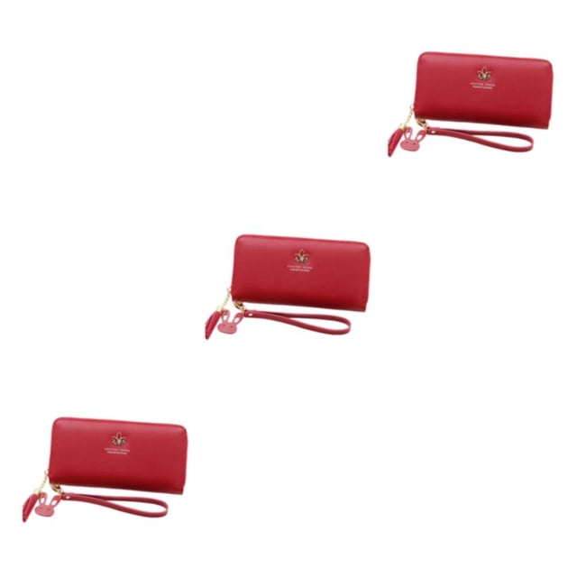 Dalazy Fashionable Wallets For Women Store Essentials With Ease Durable Materials purplish red 3Set