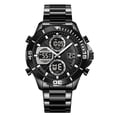 thumbnail image 2 of Reloj de cuarzo digital para negocios, para hombres y mujeres, con correa de acero inoxidable, resistente al agua hasta 30 metros, función de fecha y alarma, elegante reloj de pulsera formal., 2 of 9
