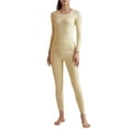 thumbnail image 1 of WZXFASHION Women's Fall Winter Solid Color Round Neck Tight Fitting Soft Comfortable High Stretch Seamless Thermal Underwear Set ThermalNnderwearSet Yellow XXXL, 1 of 9
