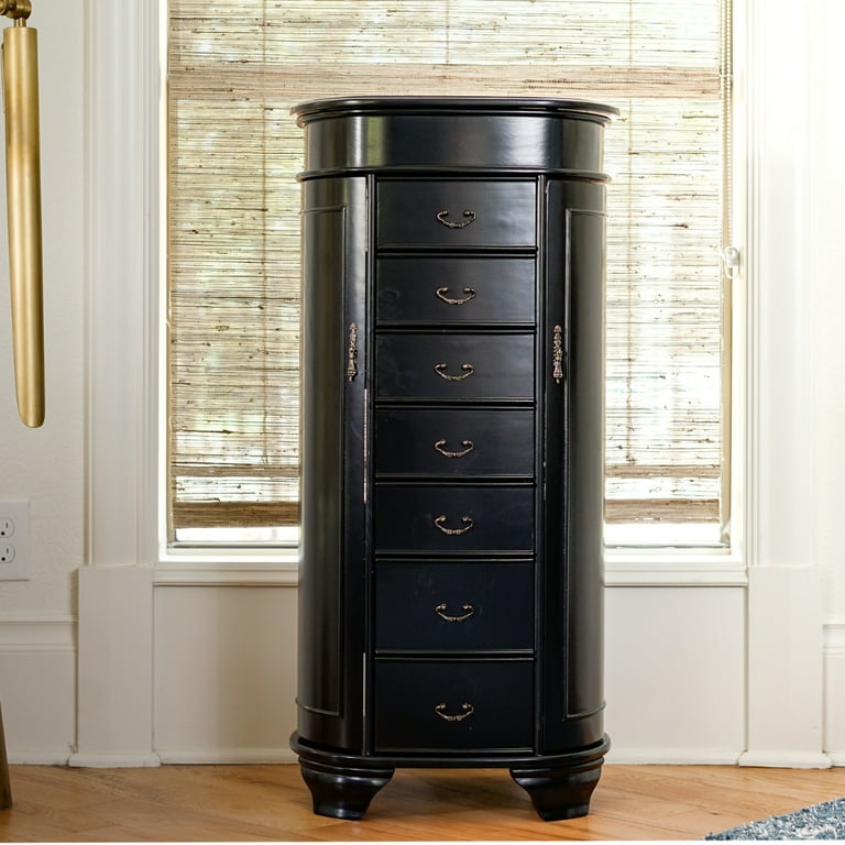 Hives and Honey Daley Oval Free Standing Jewelry Armoire Black
