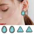 thumbnail image 2 of Mightlink 4 Pairs Women Geometric Shape Ear Studs Boho Faux Turquoise Stud Earrings Vintage Ethnic Style Jewelry Gift, 2 of 6
