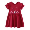 thumbnail image 2 of LOVZFMLL Girls' Summer Short Sleeve Ruffled Lace Round-Neck Embroidery Mesh Princess Bow Skirt, 2 of 3