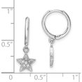 thumbnail image 4 of Sterling Silver Rhodium-Plated Hoops With Cz Star Dangle Earrings (Width 7.9) (Length 21.6) - Jbsp, 4 of 5