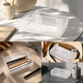 thumbnail image 7 of Small Pencil Box, Plastic Case with Hinged Lid and Snap, Portable Storage for Back to Campus Supplies, White, 7 of 7