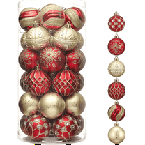 Valery Madelyn 30ct 2.36 inches Luxury Red Gold Christmas Ornaments Shatterproof Christmas Ball Ornaments Hanging Bauble for Christmas Party decoration