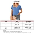 thumbnail image 5 of Women V Neck T Shirt Short Petal Sleeves Back Pleated Midline Loose Fitting Casual Blouses Light Blue XXL, 5 of 5