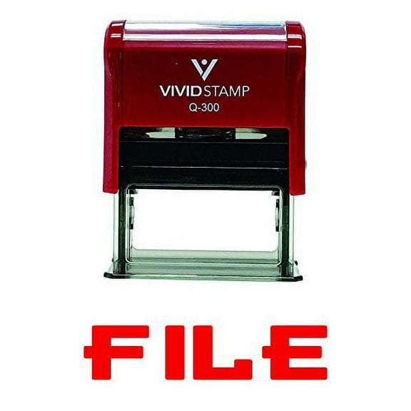 Vivid Stamp File Self-Inking Office Rubber Stamp (Red) - Medium