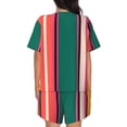 thumbnail image 3 of Bingfone Vertical Stripes Print Pajamas Sets for Women Soft Short-Sleeved Pjs with Lounge Shorts Two Piece Sleepwear, 3 of 8