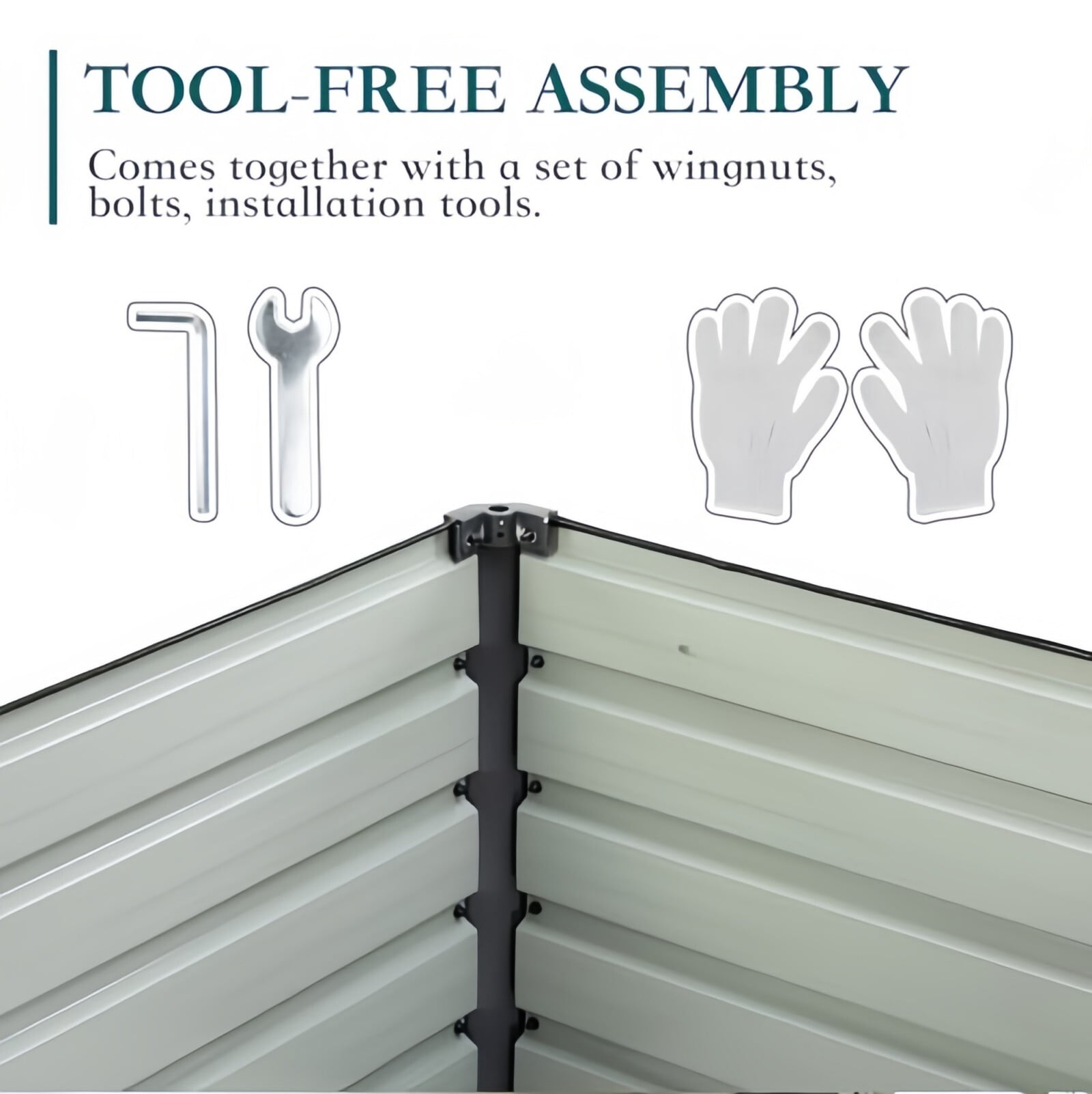 Kelno Galvanized Metal Raised Garden Bed 6x3x2ft Outdoor Planter Box for Vegetables Flowers Herbs Open Bottom Rectangular Raised Bed, Dark Gray