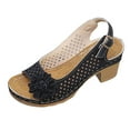thumbnail image 1 of Sandales Ouvertes Confortables pour Femmes avec Design Fleur Creuse Talon Compensé Pantoufles pour Marche d'Été, 1 of 9