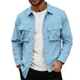 thumbnail image 2 of DPTALR Men's Fashion Solid Color Long Sleeve Lapel Multi-Pocket Casual Workwear Jacket,Sky Blue, S, 2 of 6