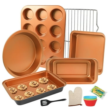 VINAUO 6 Piece Bakeware Set Nonstick,Steel Baking Sheets Pan for Oven,Kitchen Baking Set with Muffin Pan,Loaf Pan,Cake Pans