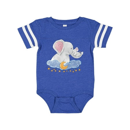 

Inktastic Cute Elephant Family on Cloud with Moon and Stars Gift Baby Boy or Baby Girl Bodysuit