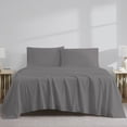 thumbnail image 3 of Color Sense 4-Piece 100% Cotton Percale Bed Sheet Set, Cool & Crisp Bedding, Queen, Dark Gray, 3 of 12