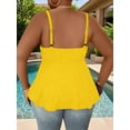 thumbnail image 4 of LapaPlus Spaghetti Strap Tank Tops for Women Beaded Trendy Asymmetrical Hem Blouse Yellow 1XL-5XL, 4 of 7