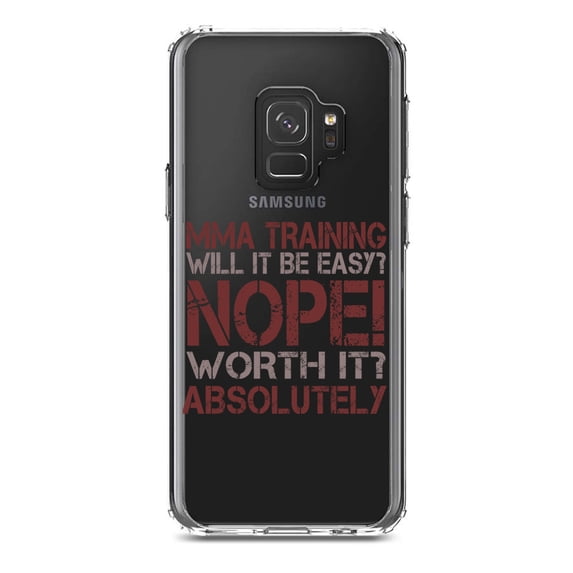 DistinctInk Clear Shockproof Hybrid Case for Samsung Galaxy S9 (5.8" Screen) - TPU Bumper Acrylic Back Tempered Glass Screen Protector - MMA Training Easy? Nope! Worth It!