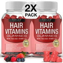 Toplux Hair Vitamin Gummies 5000mcg Biotin Supplement for Healthy Hair Growth Support Skin & Nails, Berry Flavor 60 Count 2 Pack