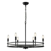 Black Chandelier 6-Light Dining Room Chandelier Kitchen Chandeliers Over Table Round Living Room Chandelier Light Fixture for Bedroom, Kitchen, Foyer