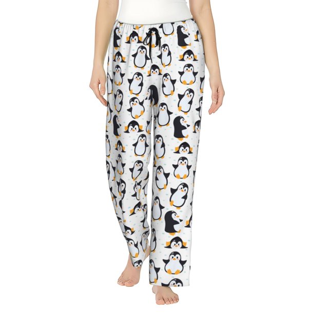 Balery whiter cute penguin Pantalones de pijama para mujer, pijamas ultraligeros, pantalones de estar por casa-XX-Large