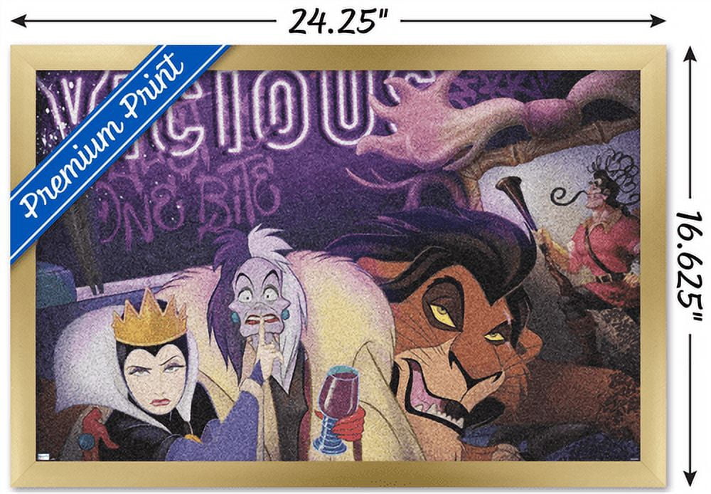 Disney Villains - Vicious Wall Poster, 14.725" x 22.375", Framed