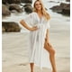thumbnail image 5 of Traje de baño para mujer Cover Ups para traje de baño Sexy con cordones Crochet frente abierto ropa de playa cubrir blanco, 5 of 5