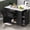 Black, variant on AISWORD 50.7" Kitchen Island with Trash Can Storage Cabinet, Rolling Kitchen Cart on Wheels with Faux Marble Top Drop Leaf, Spice Rack, Towel Rack and Adjustable Shelf, Black