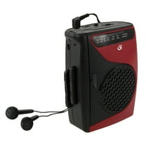 GPX Portable Cassette Player with AM/FM Radio, Red and Black