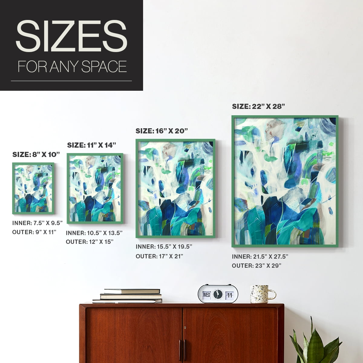 For You in Green Solid Wood 11 x 14 Framed Print