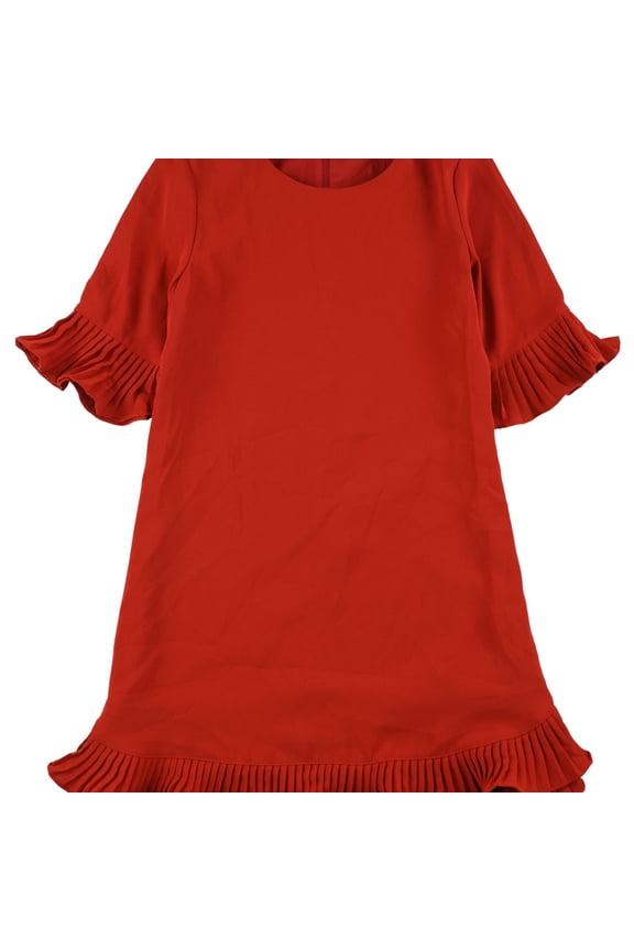 Womens Pleated Flounce Dress, Red, 6