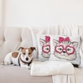 thumbnail image 4 of Ambesonne Cat Throw Pillow Cover 2 Pack, Heart Shape Glasses Bow, 20", Magenta Beige Black, 4 of 7