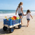thumbnail image 4 of Wooden Pull Wagon with Removable Side Rails – Heavy Duty All-Terrain Garden Cart, Portable Outdoor Toy Wagon for Beach, Camping, Backyard Play, 4 of 7
