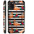 thumbnail image 1 of Compatible with TCL A3X Brushed Metal Texture Hybrid Silver Guard Phone Case Cover (Flamingo Stripe), 1 of 1