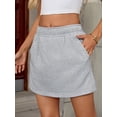 thumbnail image 2 of JYLFC Women's Casual Elastic Low Waist Mini Skirt with Pockets A-line Soft Sweat Short Skirts Sport Skirt, Grey L, 2 of 9