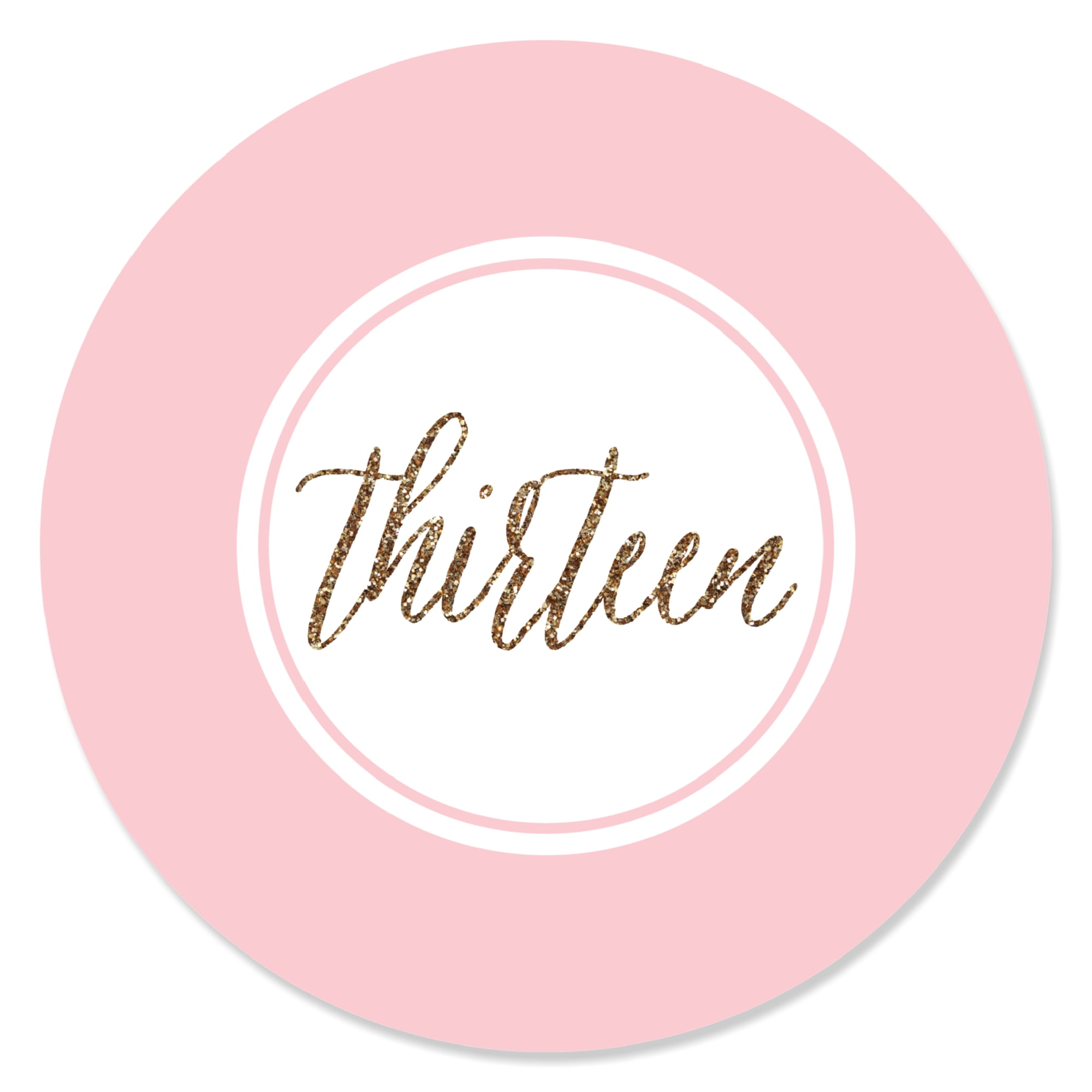 Chic 13th Birthday - Pink and Gold - Birthday Party Circle Sticker ...