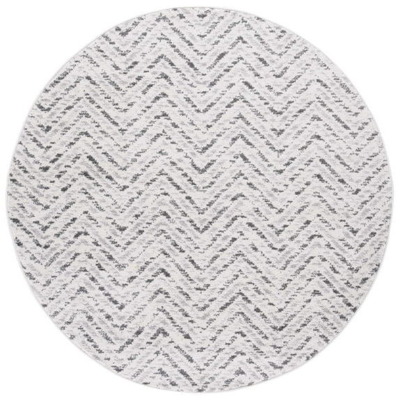 SAFAVIEH Adirondack Altan Striped Area Rug, Ivory/Charcoal, 8' x 8' Round