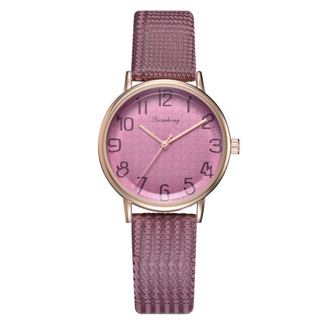 Reloj de pulsera de cuarzo para mujer a la moda, delicado reloj de pulsera con esfera redonda (púrpura)