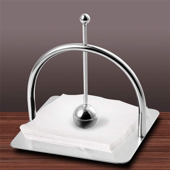 ABPETE stainless steel napkin holder, Silver Napkin Holders for Paper Napkins, Square Stainless Steel Flat Napkin Dispenser, Modern Cocktail Napkin Holder