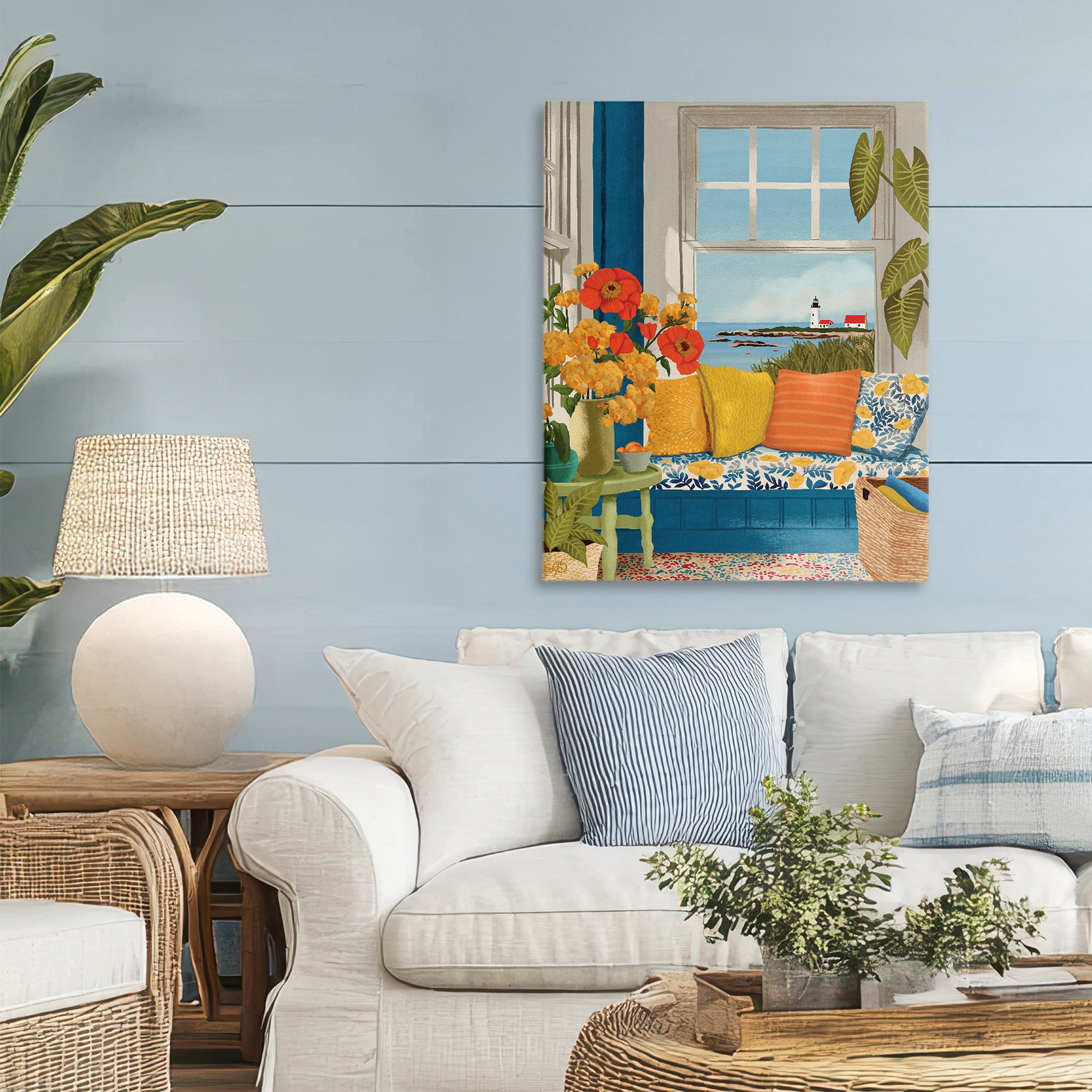 Stupell Industries Distant Lighthouse Window View Canvas Wall Art, design by Lisa R Dumm