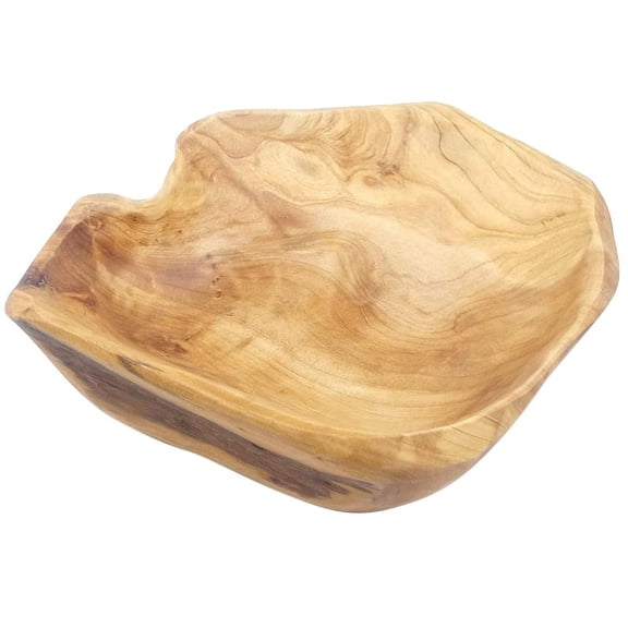 Wooden Fruit Salad Serving Bowl Hand-Carved Bowls Living Room Real Wood Candy Bowl 25-29cm