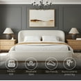 thumbnail image 3 of Modern Upholstered Platform Bed Frame – King Size - Wingback Headboard, Low-Profile, Sleek Design for Contemporary Bedrooms, Performance Fabric, Strong Solid Wood Legs, Round Corners (Cream, King), 3 of 14