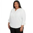 thumbnail image 3 of Alfred Dunner Womens Plus-Size Tie Sleeve Crinkle Textured Henley Top, 3 of 4