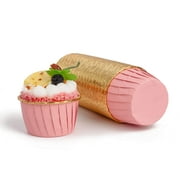 50 Pack Pink Cupcake Liners for Baking - 3.5 oz Foil Cupcake Muffin Liners - Disposable Mini Cupcake Wrappers Holders for Individual Bakery Wedding Birthday Party